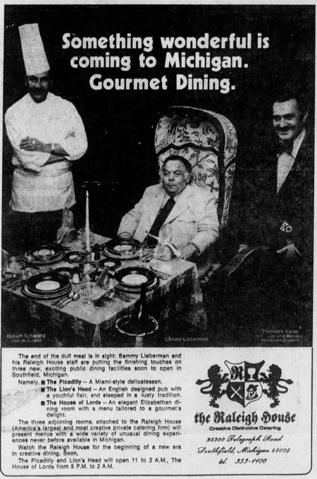 The Raleigh House - Dec 1972 Ad With Sammy Lieberman